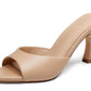 Womens Heeled Mules Pointed Peep Toe High Heels Slip On Backless Mule Sandals Dress Shoes