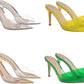 Women'S Clear Pointed Open Toe Stiletto Heel Slide Sandals Fashion Sexy Slip On Transparent Strap High Heels Mules Summer Backless Party Wedding Prom Dress Shoes