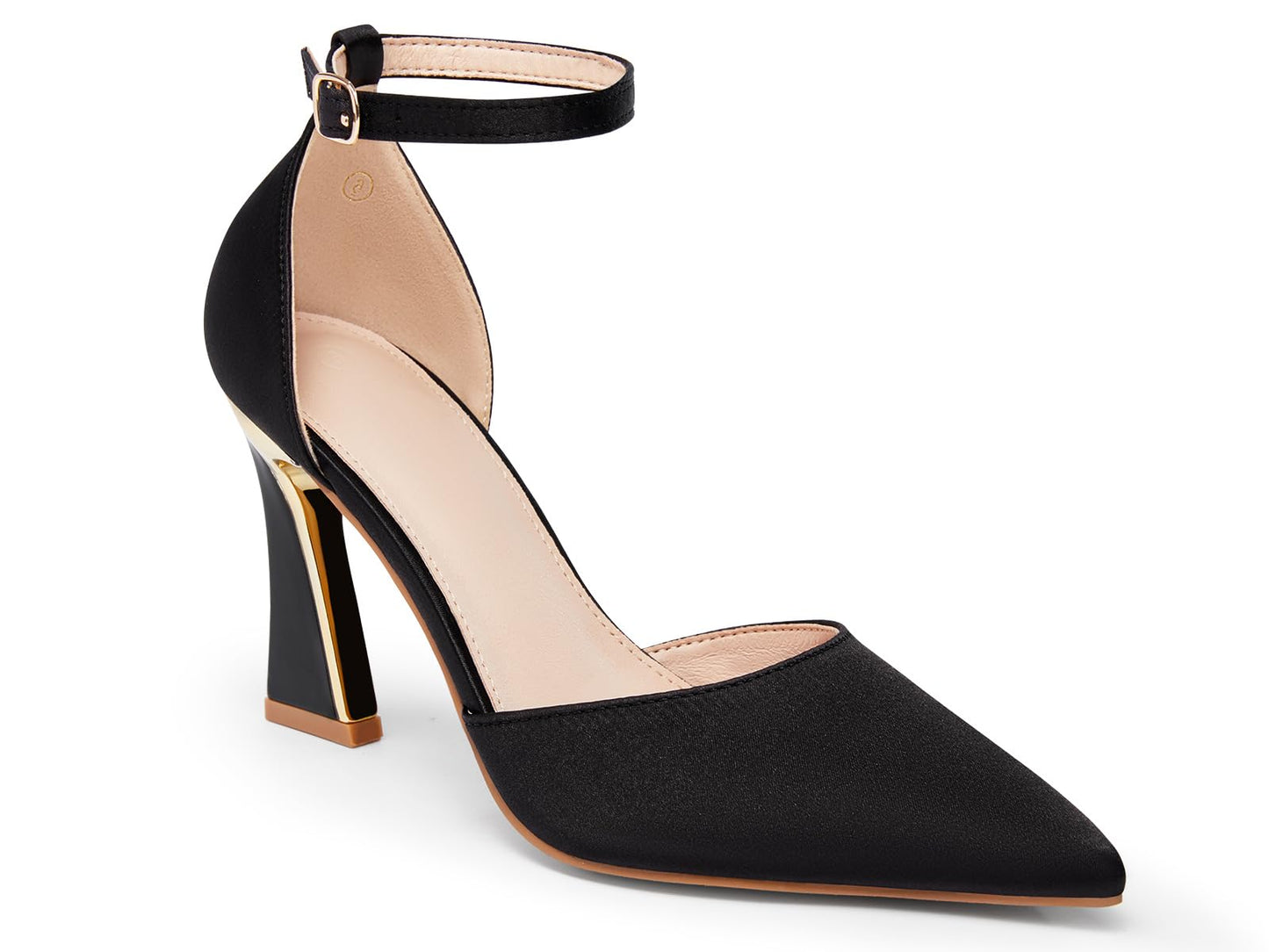 Women's Pumps, Pointed Closed Toe Heels, Buckle Ankle Strap D'Orsay Heeled Sandals