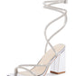 Womens Lace Up Chunky Heels Rhinestone Sandals Square Open Toe High Block Heeled Wedding Dress Shoes