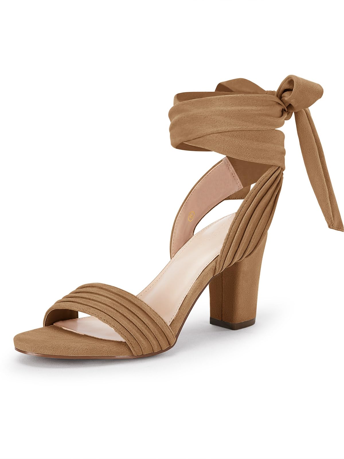 Womens Strappy High Heels Chunky Heeled Sandals Bow Tie Lace Up Open Toe Pumps Dress Wedding Comfortable Shoes