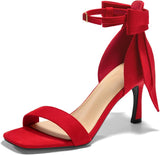 Womens Bow Tie High Heels One Strap Heeled Sandals Sexy Stiletto Open Toe Wedding Bride Shoes