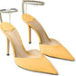 Women's Heeled Sandals Crystal Chain Ankle Straps Rhinestones Buckle High Heels Stiletto Slip On Wedding Party Satin Dress Shoes