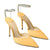 Women's Heeled Sandals Crystal Chain Ankle Straps Rhinestones Buckle High Heels Stiletto Slip On Wedding Party Satin Dress Shoes