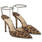 Women's Heeled Sandals Crystal Chain Ankle Straps Rhinestones Buckle High Heels Stiletto Slip On Wedding Party Satin Dress Shoes