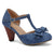 High-heeled short boot-style lace-up denim women's shoes, with a round toe design, thick heel, high comfort level, 3-inch shoe length, suitable for parties, events, offices or work settings. Decorated with a bow.
