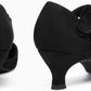 Women's low-heeled open-toe dress shoes, comfortable closed-toe flower-decorated flat-heeled ballroom pumps, suitable for formal occasions.