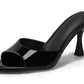 Womens Heeled Mules Pointed Peep Toe High Heels Slip On Backless Mule Sandals Dress Shoes