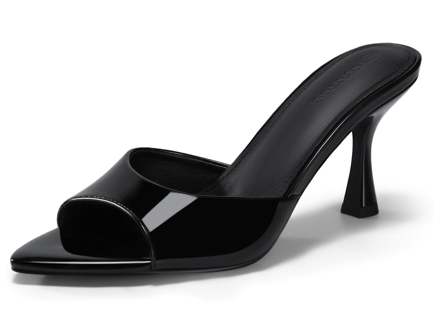 Womens Heeled Mules Pointed Peep Toe High Heels Slip On Backless Mule Sandals Dress Shoes