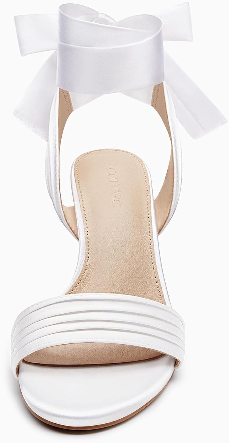 Womens Strappy High Heels Chunky Heeled Sandals Bow Tie Lace Up Open Toe Pumps Dress Wedding Comfortable Shoes