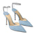 Women's Heeled Sandals Crystal Chain Ankle Straps Rhinestones Buckle High Heels Stiletto Slip On Wedding Party Satin Dress Shoes