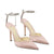 Women's Heeled Sandals Crystal Chain Ankle Straps Rhinestones Buckle High Heels Stiletto Slip On Wedding Party Satin Dress Shoes