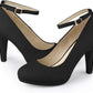 Lady's round-toed cone-shaped platform high-heeled shoes