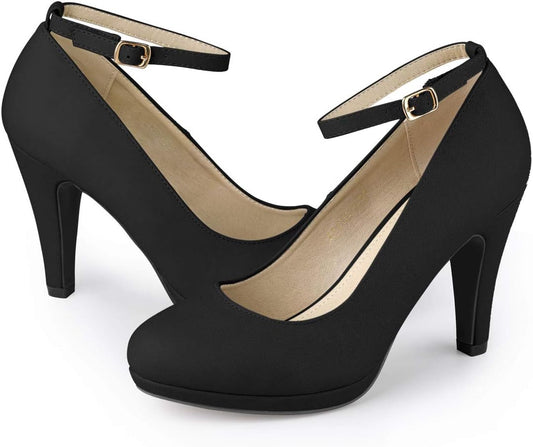 Lady's round-toed cone-shaped platform high-heeled shoes