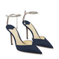 Women's Heeled Sandals Crystal Chain Ankle Straps Rhinestones Buckle High Heels Stiletto Slip On Wedding Party Satin Dress Shoes