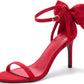 Womens Ankle Strap High Heels Open Toe Stiletto Bow Tie Knot Heeled Sandals Fashion Wedding Dress Pump Shoes