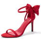 Womens Ankle Strap High Heels Open Toe Stiletto Bow Tie Knot Heeled Sandals Fashion Wedding Dress Pump Shoes