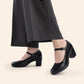 Women's Chunky Low Block Heels Mary Jane Closed Toe Work Pumps Comfortable Round Toe Dress Wedding Shoes EDENIA