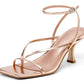 Women's Lace Up Heeled Sandals Square Flip Flop High Heels Strappy Party Shoes