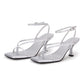 Women's Lace Up Heeled Sandals Square Flip Flop High Heels Strappy Party Shoes