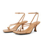Women's Lace Up Heeled Sandals Square Flip Flop High Heels Strappy Party Shoes