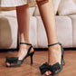 Womens Bow Tie Heels Sandals Slingback Peep Toe Wedding Heels Mesh High Stiletto Heel Summer Cute Wedding Bridal Shoes