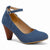 High-heeled short boot-style lace-up denim women's shoes, with a round toe design, thick heel, high comfort level, 3-inch shoe length, suitable for parties, events, offices or work settings. Decorated with a bow.