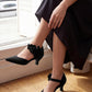 Women's low-heeled open-toe dress shoes, comfortable closed-toe flower-decorated flat-heeled ballroom pumps, suitable for formal occasions.