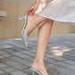 Womens High Heels Mules Bow Closed Pointed Toe Pumps Pleated Slip On Dress Shoes