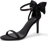 Womens Ankle Strap High Heels Open Toe Stiletto Bow Tie Knot Heeled Sandals Fashion Wedding Dress Pump Shoes