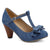 High-heeled short boot-style lace-up denim women's shoes, with a round toe design, thick heel, high comfort level, 3-inch shoe length, suitable for parties, events, offices or work settings. Decorated with a bow.